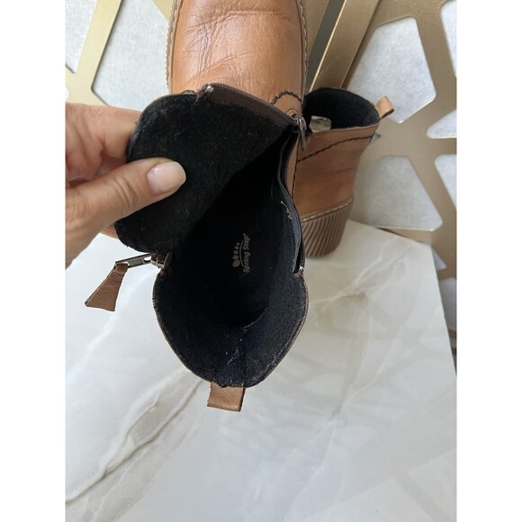 SPRING STEP KELKO Zip Flat Ankle BOOTS Bootie Leather Tan Sz 41 Us 9.5 10 - Picture 12 of 14
